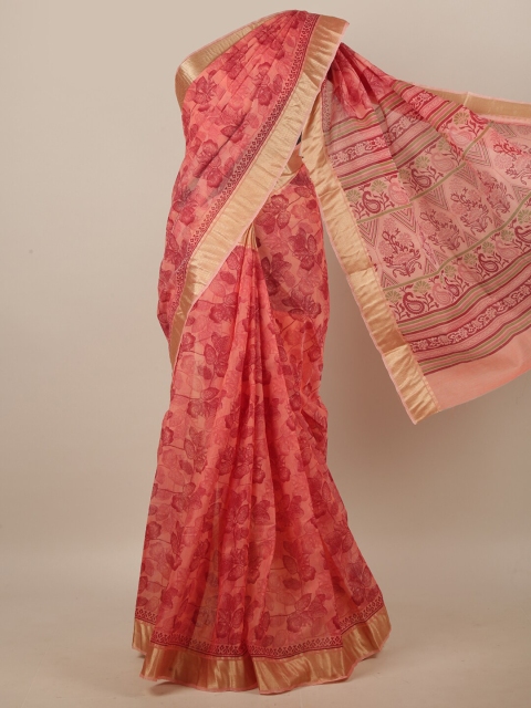 

Pothys Pink & Fuchsia Floral Printed Saree