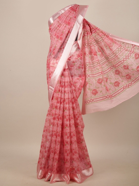 

Pothys Pink & Green Floral Printed Saree