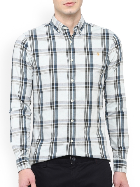 

Farah Men Grey & Green Opaque Checked Cotton Casual Shirt