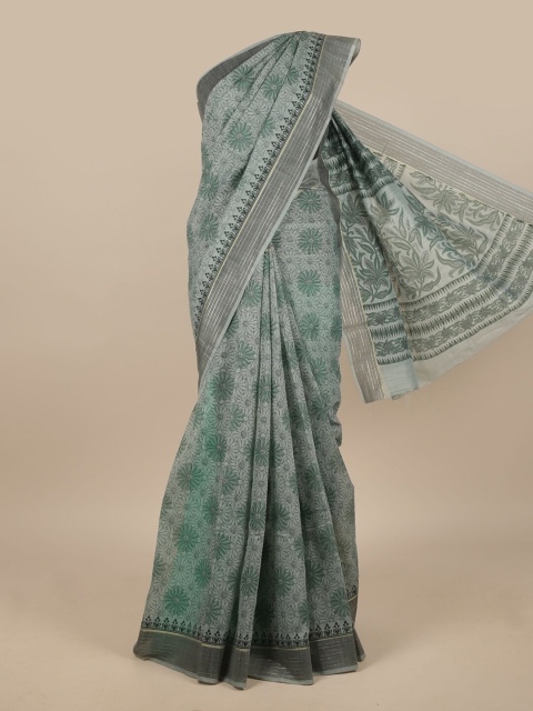 

Pothys Green Cotton Blend Floral Printed Saree