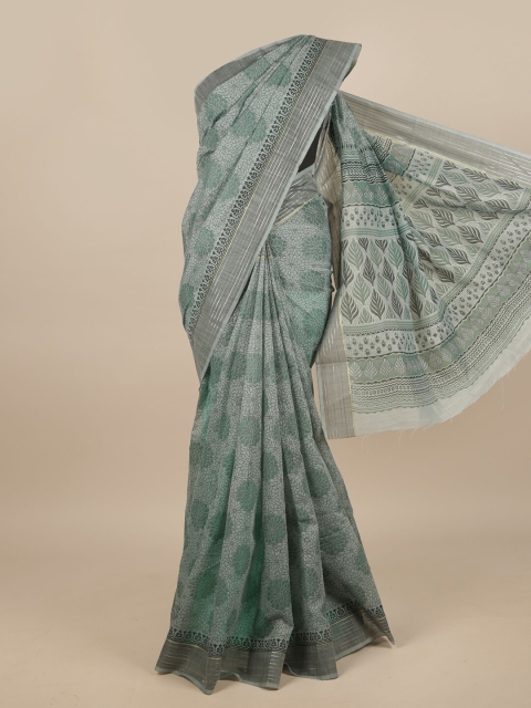 

Pothys Green Cotton Blend Floral Printed Saree