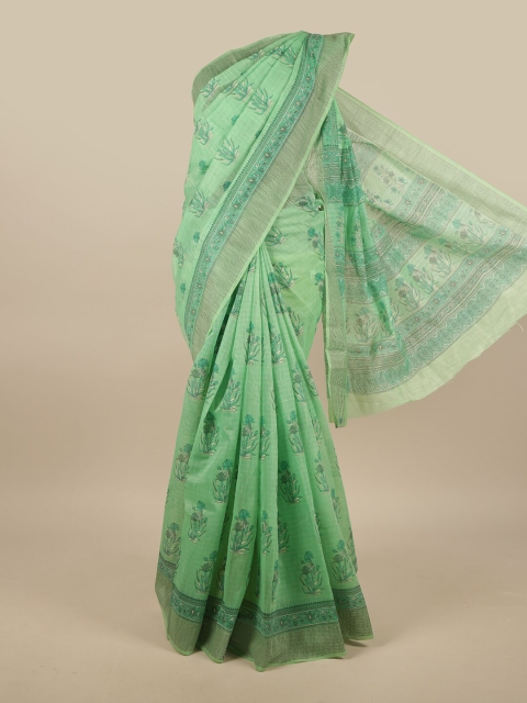 

Pothys Green Cotton Blend Floral Printed Saree