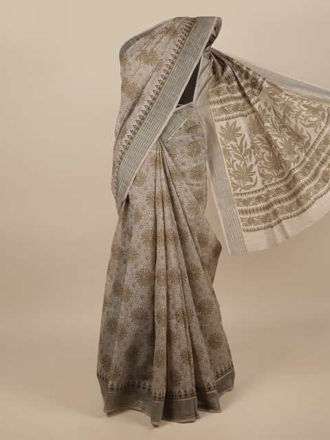 

Pothys Grey Cotton Blend Floral Printed Saree