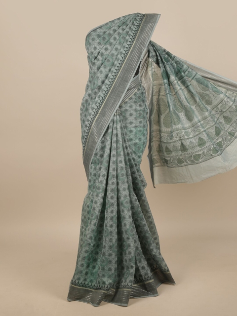 

Pothys Green Cotton Blend Floral Printed Saree