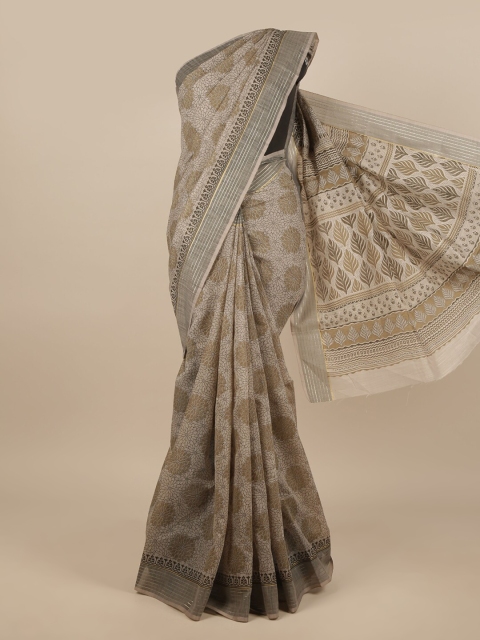 

Pothys Grey Cotton Blend Floral Printed Saree