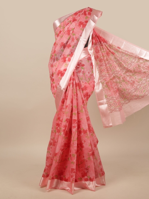

Pothys Pink & Red Floral Printed Saree
