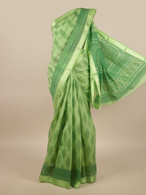 

Pothys Green & Gold-Toned Ethnic Motifs Zari Saree