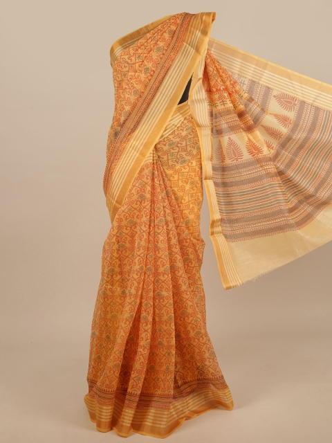 

Pothys Orange & Red Floral Printed Saree