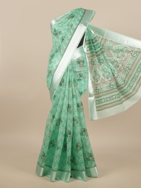 

Pothys Green & Brown Floral Saree