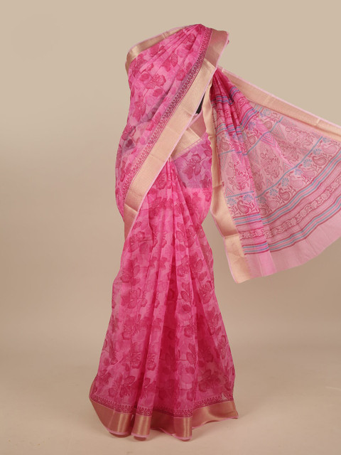 

Pothys Pink & Beige Floral Saree