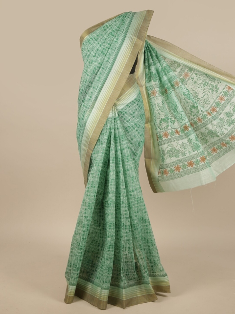 

Pothys Green & Beige Printed Saree