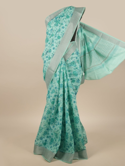 

Pothys Sea Green & Grey Floral Printed Saree