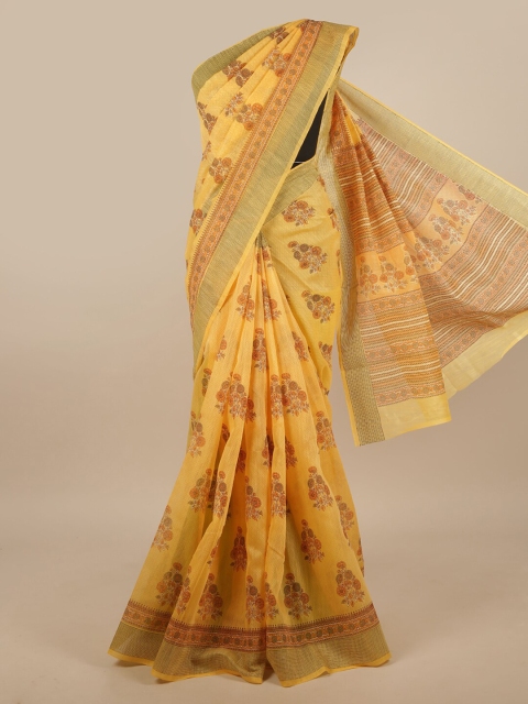 

Pothys Yellow & White Floral Printed Saree