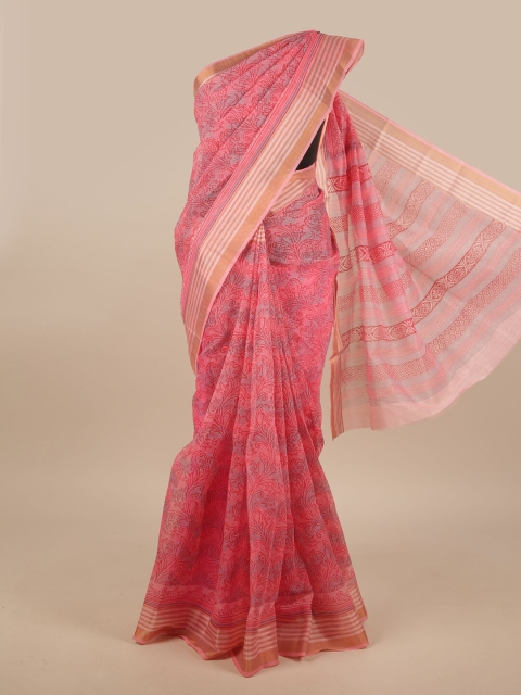 

Pothys Pink & Off White Floral Printed Saree