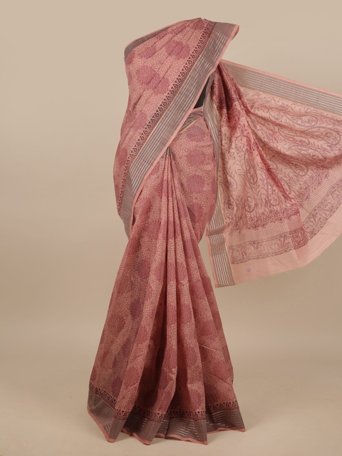 

Pothys Pink & Red Floral Printed Zari Saree