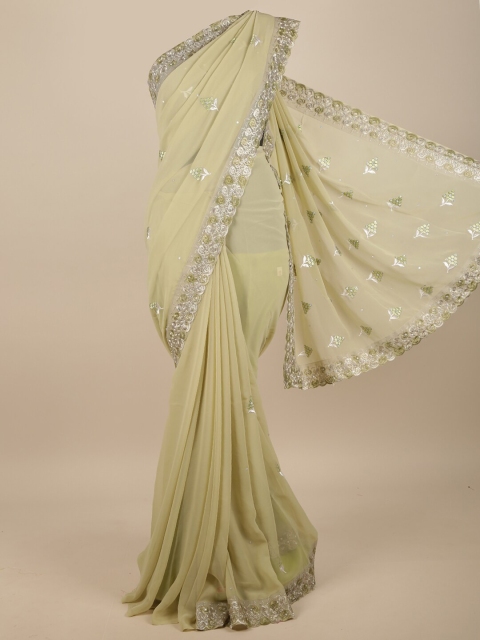 

Pothys Green & White Embellished Saree