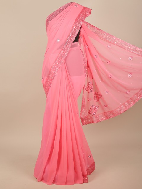 

Pothys Pink Embellished Sequinned Saree