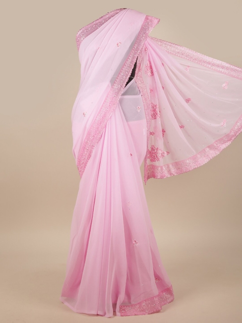 

Pothys Pink Embellished Sequinned Saree