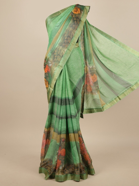 

Pothys Green & Orange Floral Saree