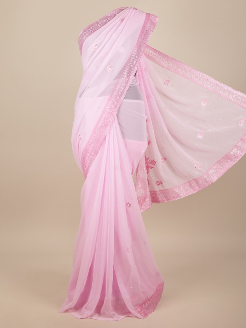 

Pothys Pink Floral Sequinned Saree