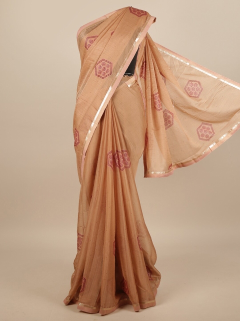 

Pothys Brown & Gold-Toned Floral Saree