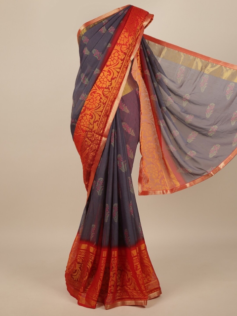 

Pothys Blue & Red Ethnic Motifs Saree