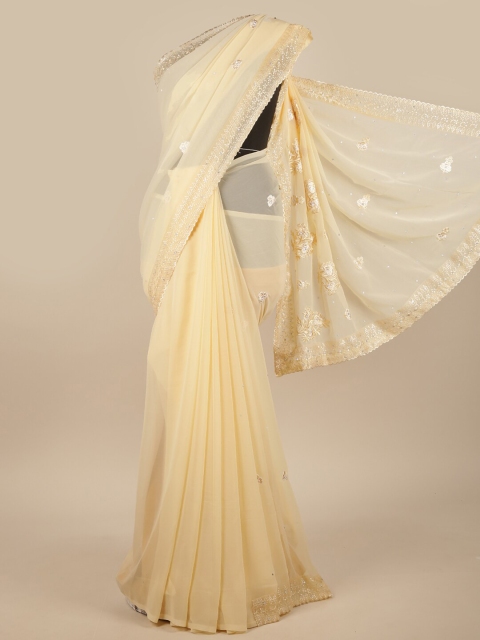 

Pothys Cream-Coloured Embellished Sequinned Saree