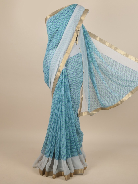 

Pothys Blue & Green Printed Zari Saree