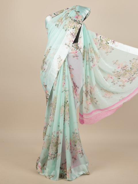 

Pothys Green & Pink Floral Saree