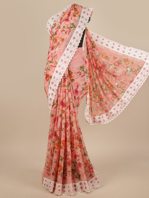 

Pothys Pink & Green Floral Saree