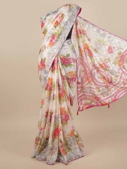 

Pothys Off White Floral Printed Saree