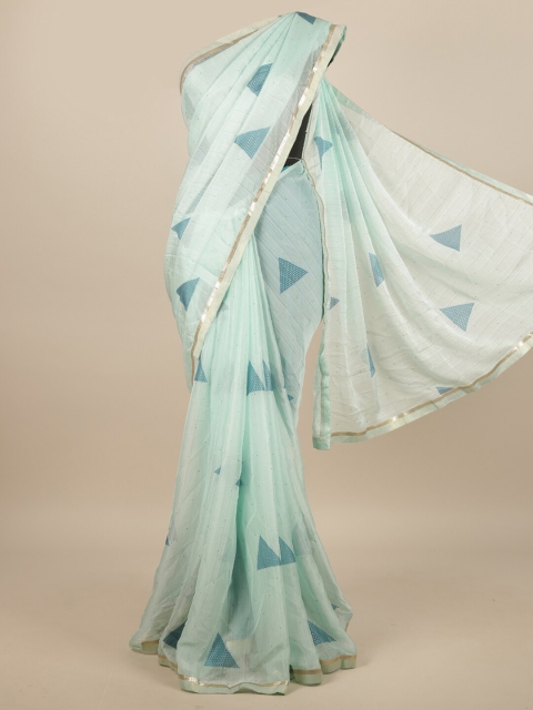 

Pothys Green & Gold-Toned Printed Saree