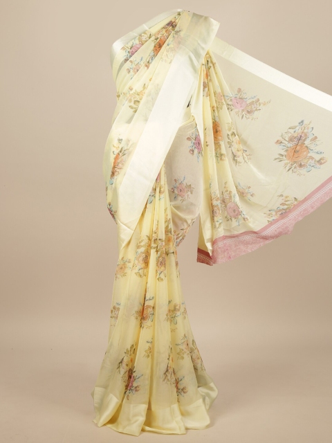 

Pothys Yellow & Purple Floral Printed Saree