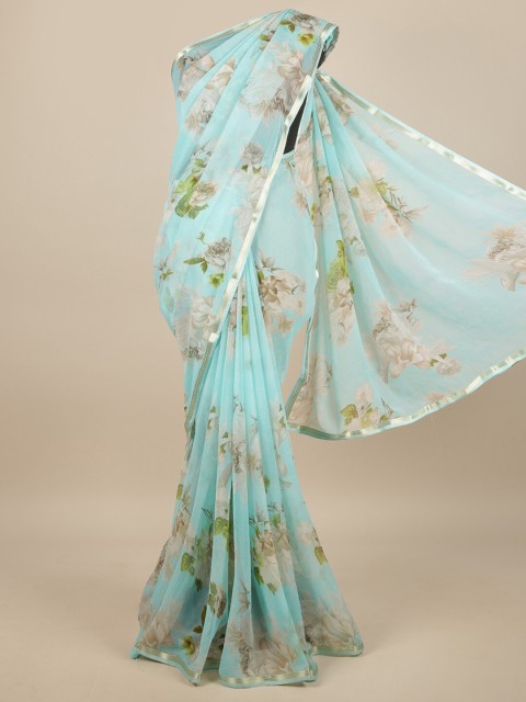 

Pothys Blue & Green Floral Printed Saree