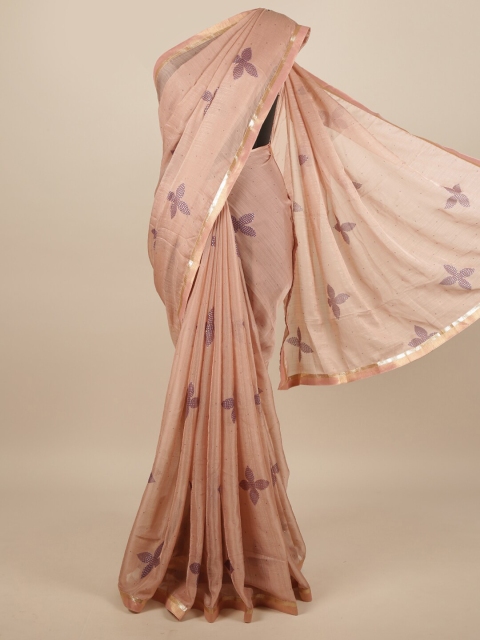 

Pothys Mauve & Grey Floral Printed Saree