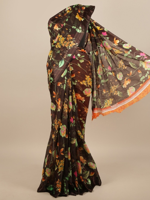 

Pothys Brown & Orange Floral Printed Saree