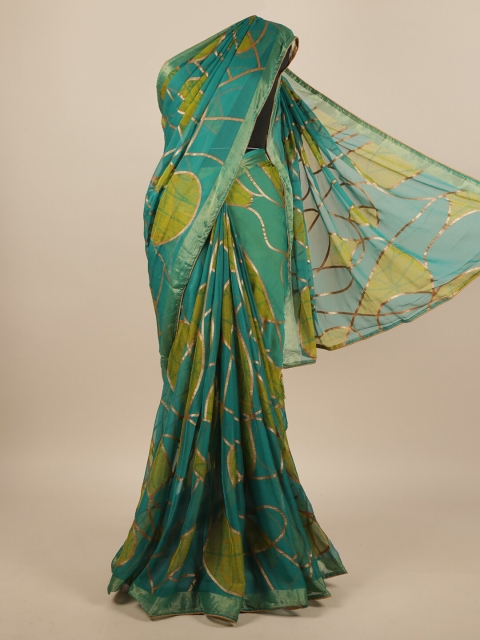 

Pothys Green & Gold-Toned Printed Zari Saree