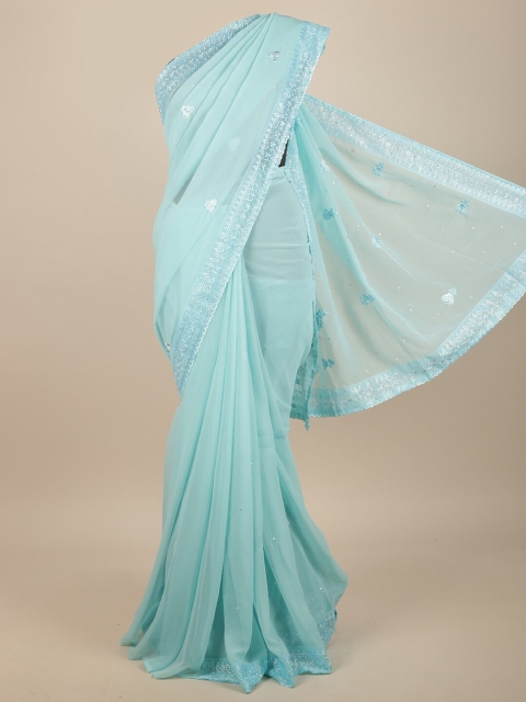 

Pothys Blue Floral Embroidered Saree