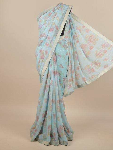 

Pothys Blue & Red Floral Printed Saree