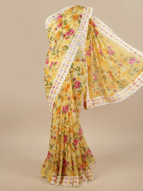 

Pothys Yellow & White Floral Printed Saree
