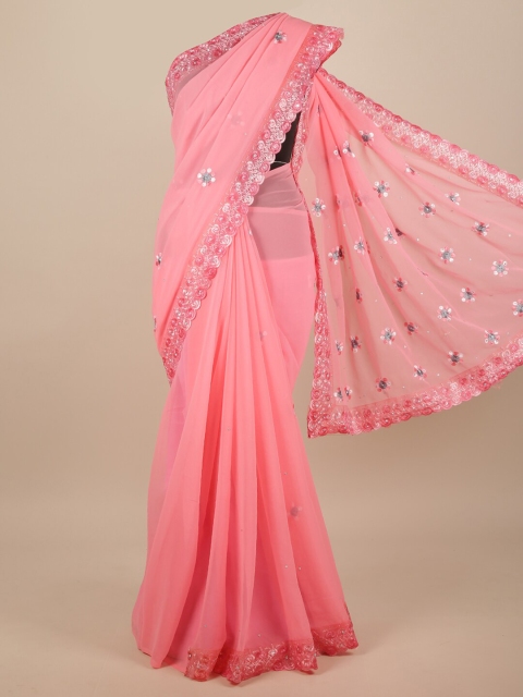 

Pothys Pink Floral Embroidered Saree