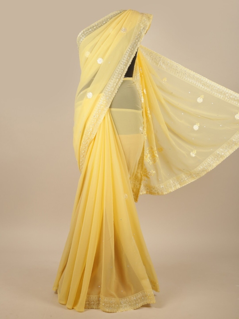 

Pothys Yellow Floral Embroidered Saree