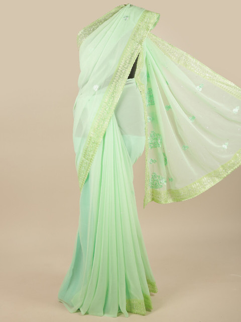 

Pothys Green Floral Embroidered Saree