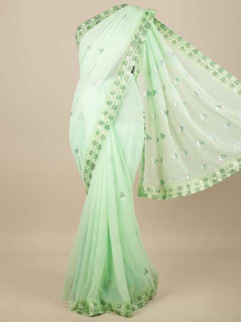 

Pothys Green Floral Embroidered Saree