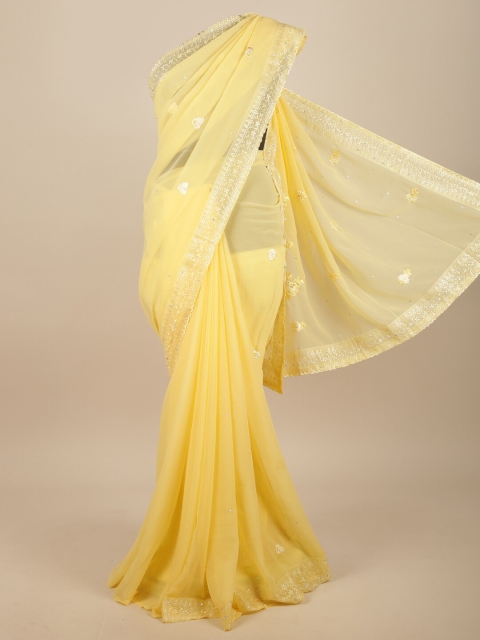 

Pothys Yellow & White Floral Embroidered Saree