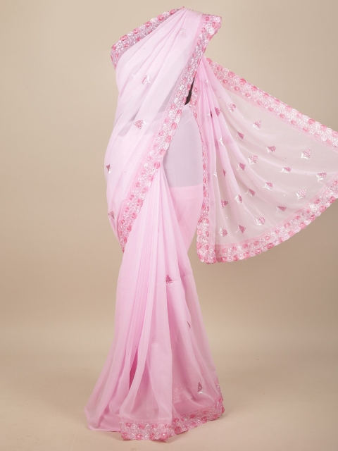 

Pothys Pink Floral Embroidered Saree