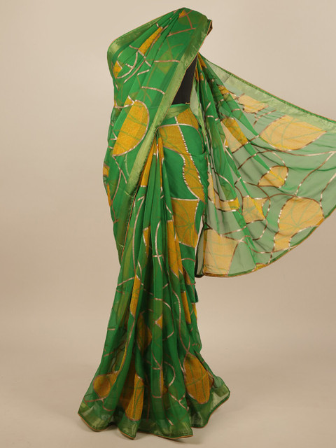 

Pothys Green & Yellow Printed Saree