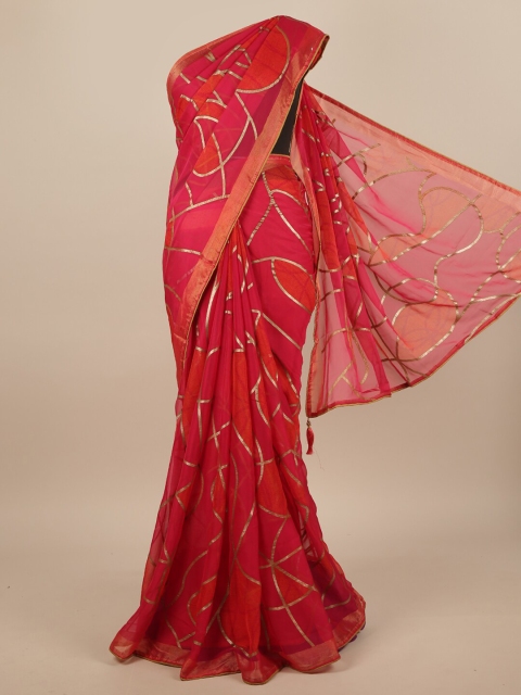 

Pothys Pink & Gold-Toned Printed Saree