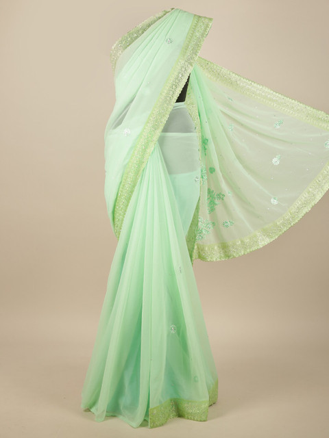

Pothys Green Floral Embroidered Saree