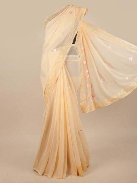 

Pothys Beige Floral Embroidered Saree